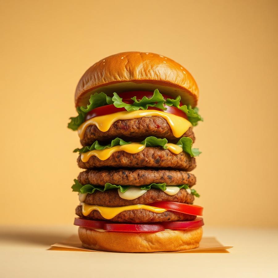 Emotion Deluxe — Triplo patty, doppio cheddar vegetale, pomodoro, insalata e la nostra Emotion Sauce.