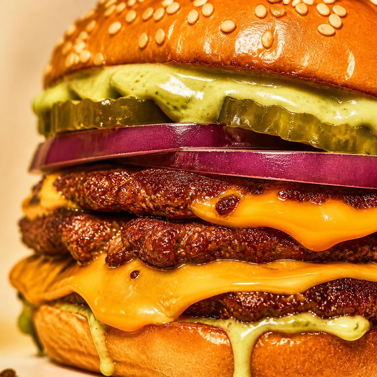 Smash burger vegetariano con cheddar plant based e cipolla